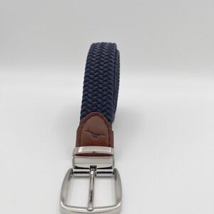 Tommy Bahama Blue Braided Elastic Belt with Brown Leather Trim